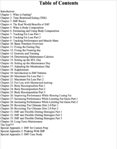 IMF Table of Contents